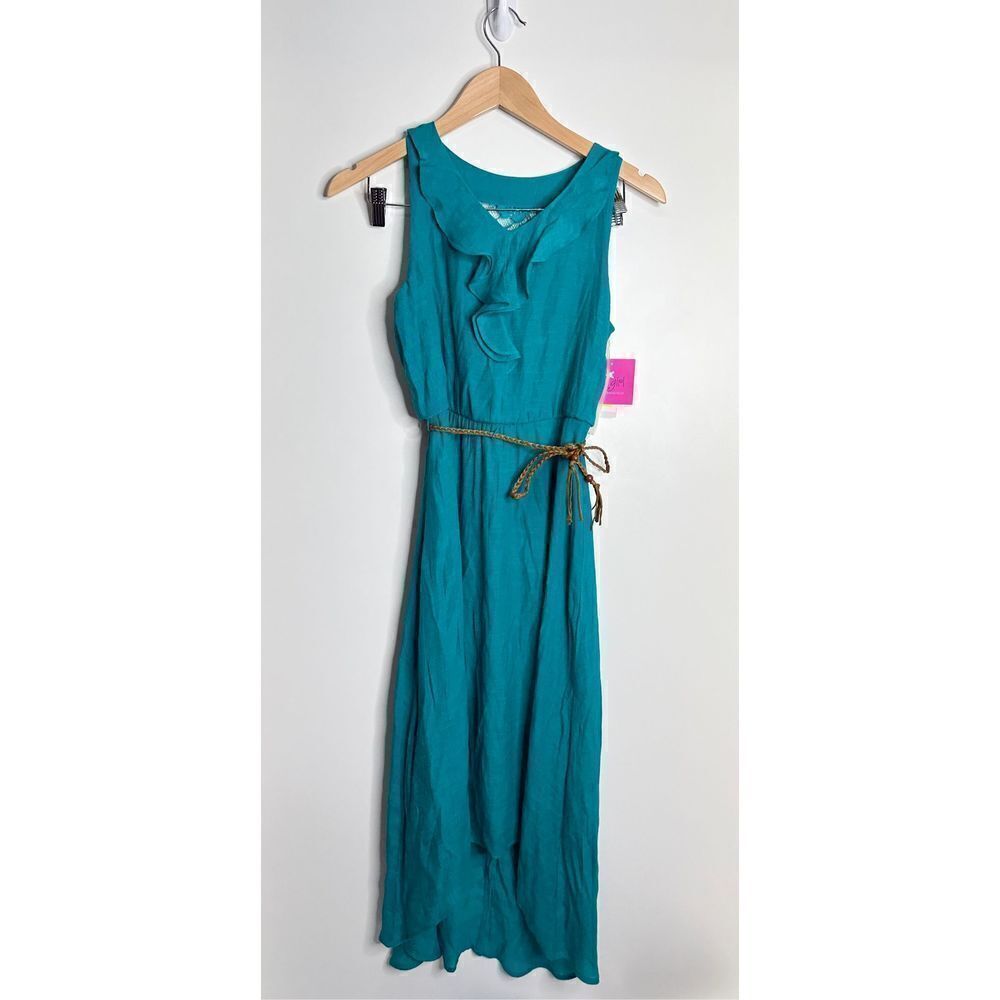 I.N San Francisco Dress Junior Size 16 Green High Low Sleeveless NWT